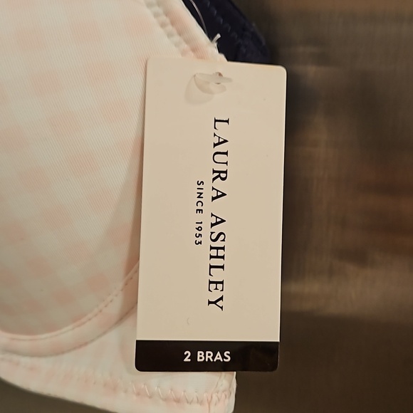 💕LAURA ASHLEY💕 Comfort Push Up Bras (2 Pack) Pink Checkers & Navy Blue 34C NWT - Picture 15 of 16